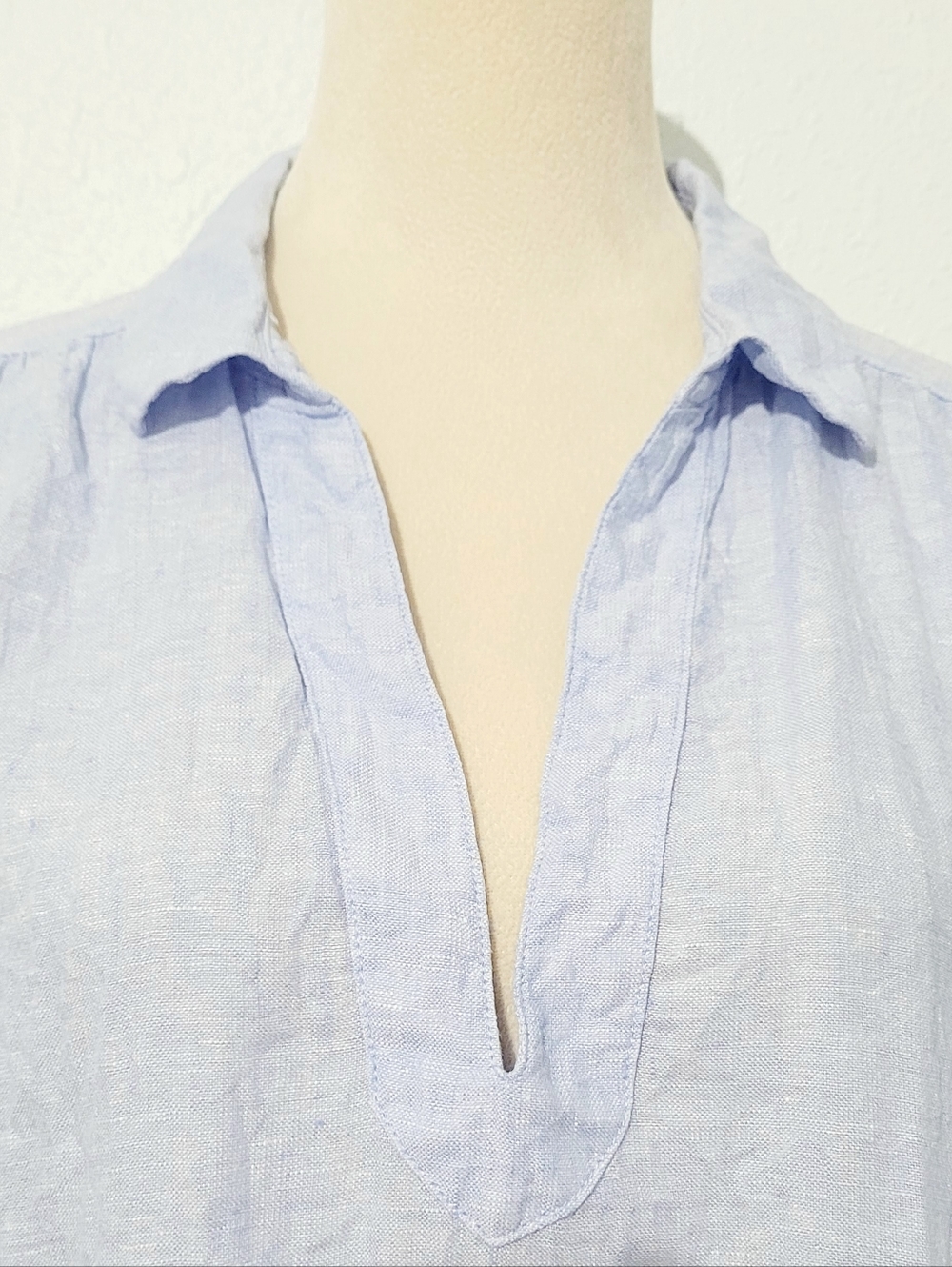 Sigrid Olsen 100% Linen Tunic Top Women Large Blue Popover Beach Coastal Boho - Picture 4 of 14